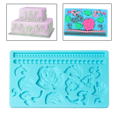Silicone Fondant Molds and Gum Paste Mold Cake Decoration Mold Tools(Blue)