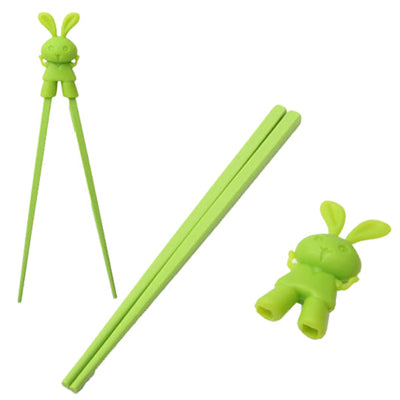 Lovely Rabbit Plastic Chopsticks with Silicone Cap for Children Training Learning