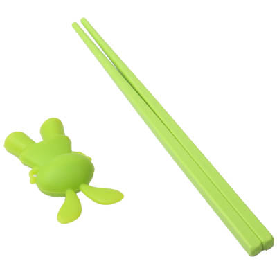 Lovely Rabbit Plastic Chopsticks with Silicone Cap for Children Training Learning