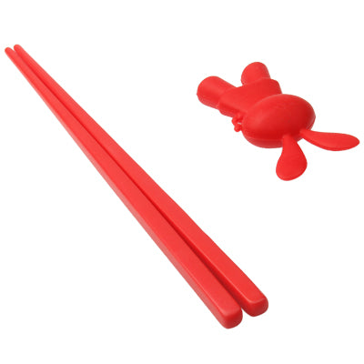 Lovely Rabbit Plastic Chopsticks with Silicone Cap for Children Training Learning