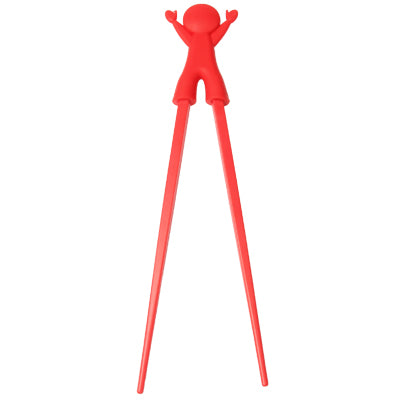 Cute Child Smile Cartoon Doll Plastic Chopsticks with Silicone Cap Tableware