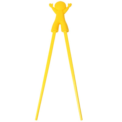 Cute Child Smile Cartoon Doll Plastic Chopsticks with Silicone Cap Tableware