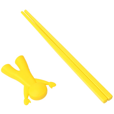 Cute Child Smile Cartoon Doll Plastic Chopsticks with Silicone Cap Tableware