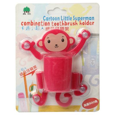 Red Big Belly Naughty Monkey Toothbrush Holder(Red)
