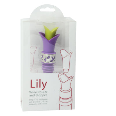 Multi-Functional Elegant Mini Wine Red Wine Dumping Pourer Bottle Stopper Funnel (Green + Purple)