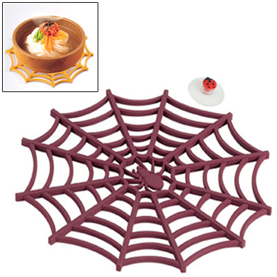 Versatile Spider Web Design Silicone Anti-Slip Hot Trivet Pad Soft Gel Pot Cup Coaster Mat (Scarlet Red)