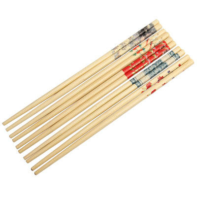 Five Pairs of Wood Chopsticks with Silk Bag