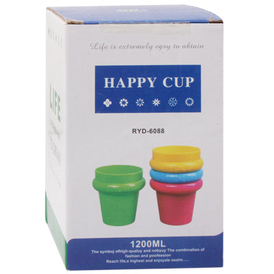 4pcs Portable Plastic Travel Mugs Happy Cup Colorful Water Cups