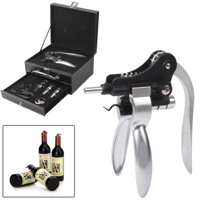 Professional Wine Opener Set with Stopple + Wine Pourer + Foil Cutter + Bracelet + Corkscrew Opener + Wine Temperature Table