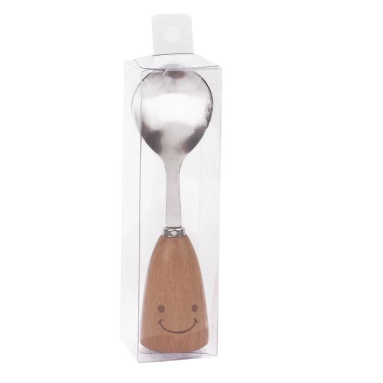 Smiley Wooden Handle Stainless Steel Spoon, Length: 14.3cm
