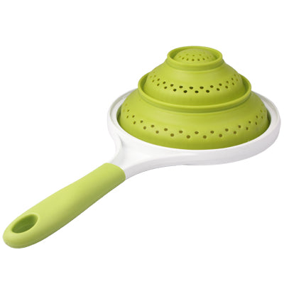 Non Stick Silicone Flexible Colander Food Drainer Strainer Pop out Handle(Random color)