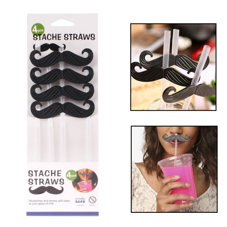 4 PCS Funny Sell Meng Arab Beard Plastic Straws
