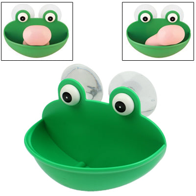 Bulging Eyes Green Frog Head Design Plastic Soap Case Holder(Green)