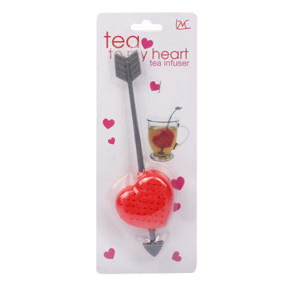 Modern Design Heart Shape Plastic + Silicon Tea Herb Filter Infuser Strainer Teabag(Red)