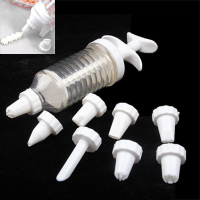 Syringe Style Cake Desert Decorator Icing Frosting with 8 Nozzles(White)