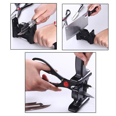 2 in 1 Multifunction 3 Grooves Design Steel Blades Family Kitchen Knife Sharpener & Scissors Sharpen