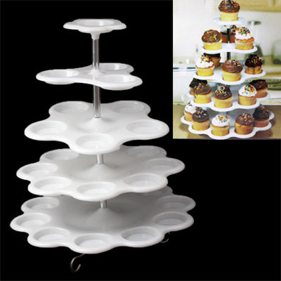 5 Tier Plastic Cupcake Stand 27 Cupcake Holder Stand(White)