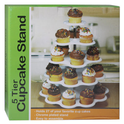 5 Tier Plastic Cupcake Stand 27 Cupcake Holder Stand(White)