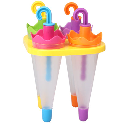 Umbrella Style Popsicle Ice Lolly Ice Cream Bar Mold Maker with Four Sticks(White)