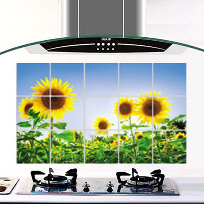 Sunflower Style Aluminum Foil Kitchen Sheet Sticker / Kitchen Oil Pollution Prevention Wall Sticker, Size: 75 x 45cm