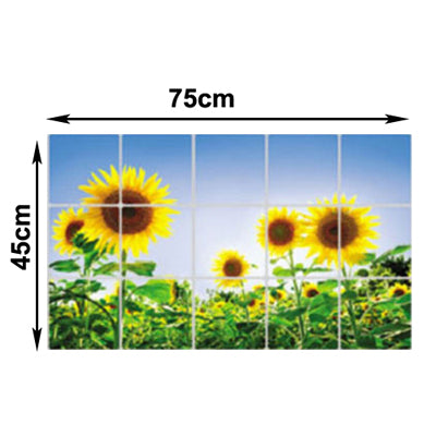 Sunflower Style Aluminum Foil Kitchen Sheet Sticker / Kitchen Oil Pollution Prevention Wall Sticker, Size: 75 x 45cm