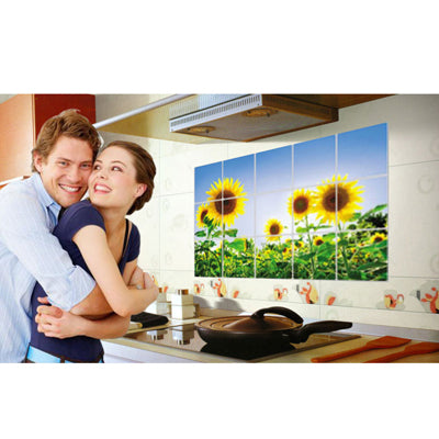 Sunflower Style Aluminum Foil Kitchen Sheet Sticker / Kitchen Oil Pollution Prevention Wall Sticker, Size: 75 x 45cm