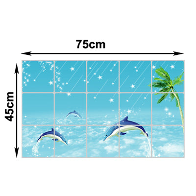 Dolphin Style Aluminum Foil Kitchen Sheet Sticker / Kitchen Oil Pollution Prevention Wall Sticker, Size: 75 x 45cm