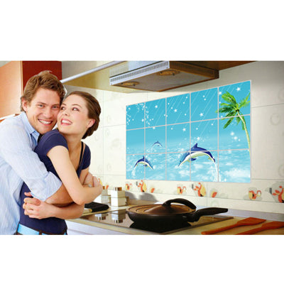 Dolphin Style Aluminum Foil Kitchen Sheet Sticker / Kitchen Oil Pollution Prevention Wall Sticker, Size: 75 x 45cm