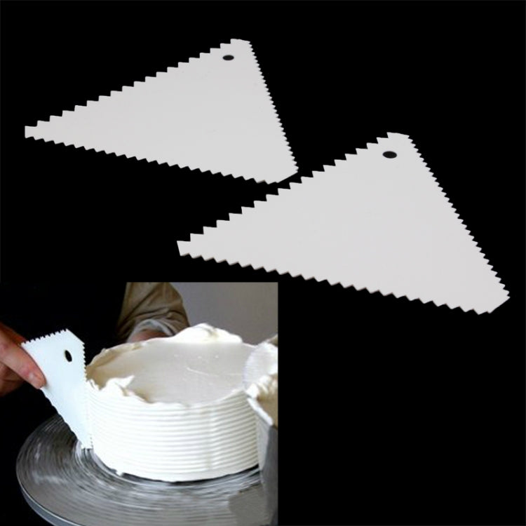 Triangular Teeth Scrapers / Cake Scrapers /Butter Batter Scrapers (2pcs in one packaging, the price is for 2pcs)(White)