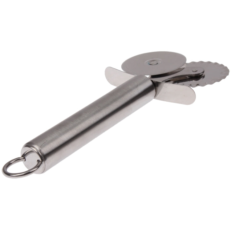 Stainless Steel Double-wheel Round Pizza Cutter Knife(Grey)