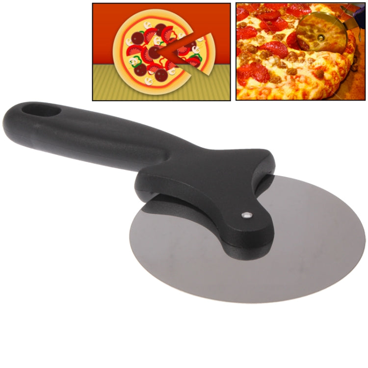 Stainless Steel Round Pizza Cutter Knife with Plastic Handle(Black)