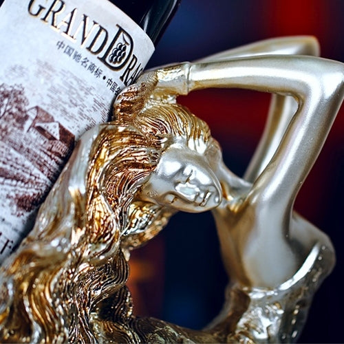 Fashion Long Hair Girl Creative Wine Rack European Resin Wine Bottle Holder