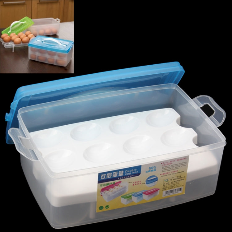Double Layer Egg Storage Box for 24 Eggs(Blue)