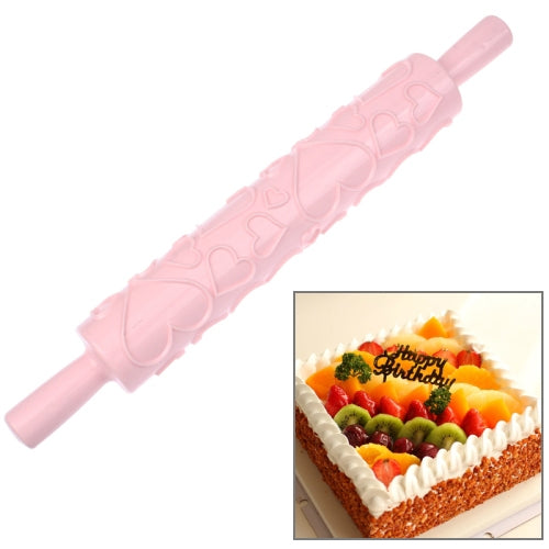 Patterned Fondant Rolling Pin / Embossing Rolling Pin Stick Cake Cookie Mold Tool (Length: 36.5cm)(Pink)