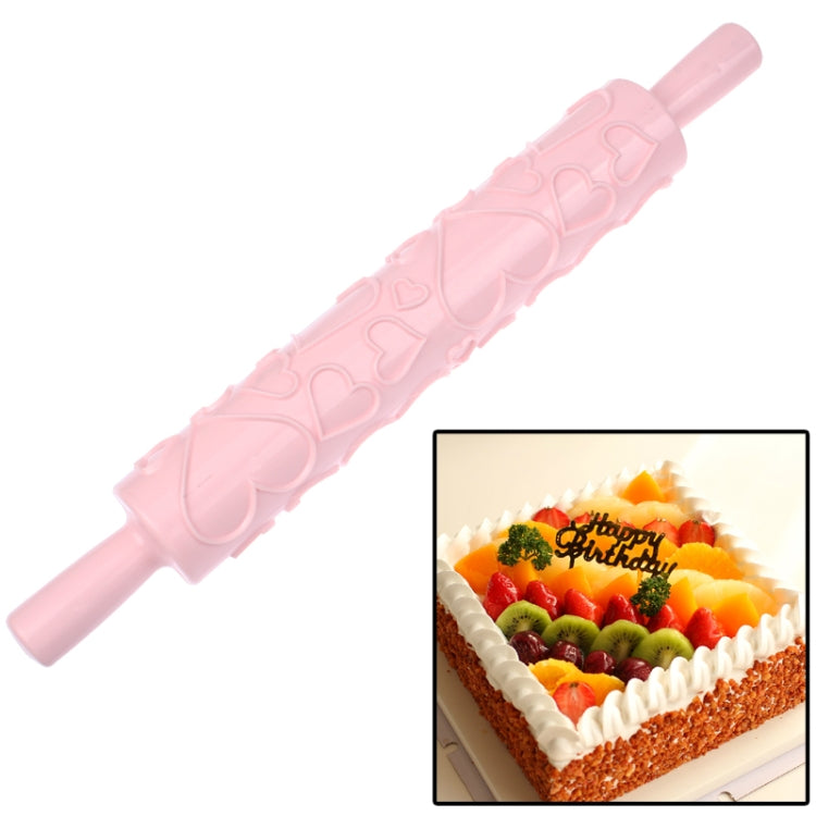 Patterned Fondant Rolling Pin / Embossing Rolling Pin Stick Cake Cookie Mold Tool (Length: 36.5cm)(Pink)