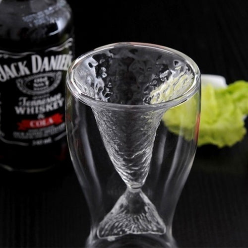 Fashion Novelty Double Layer Mermaid Style Drinking Glass Cup, Capacity: 100ml