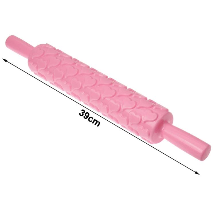 Heart Pattern Fondant Rolling Pin / Embossing Rolling Pin Stick Cake Cookie Mold Tool (Length: 39cm)(Pink)