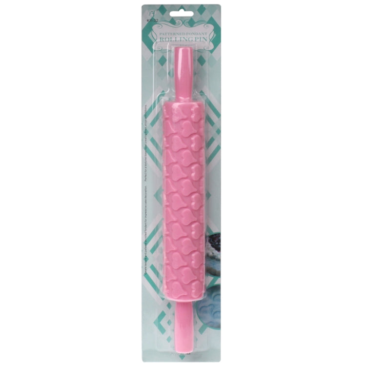 Heart Pattern Fondant Rolling Pin / Embossing Rolling Pin Stick Cake Cookie Mold Tool (Length: 39cm)(Pink)