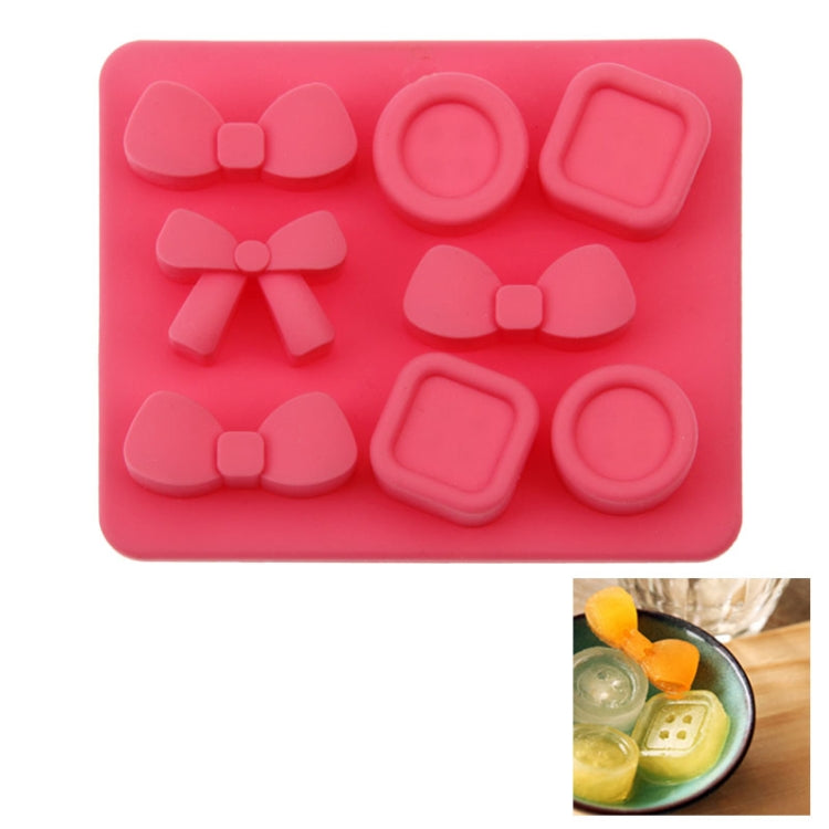 Creative Bowknot & Button Shape 8-Grid Ice Cube Tray(Magenta)