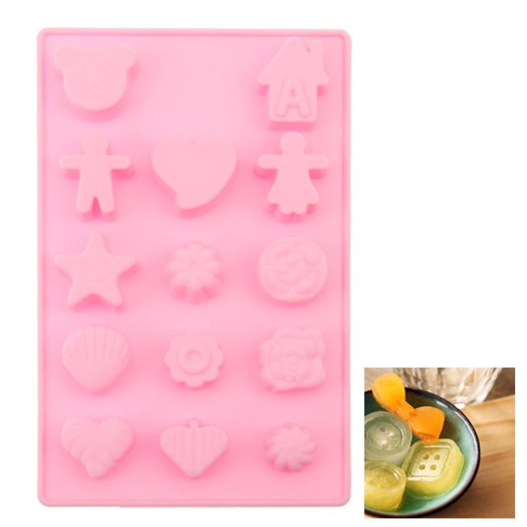 Creative Cartoon Shape 14-Grid Ice Cube Tray(Pink)