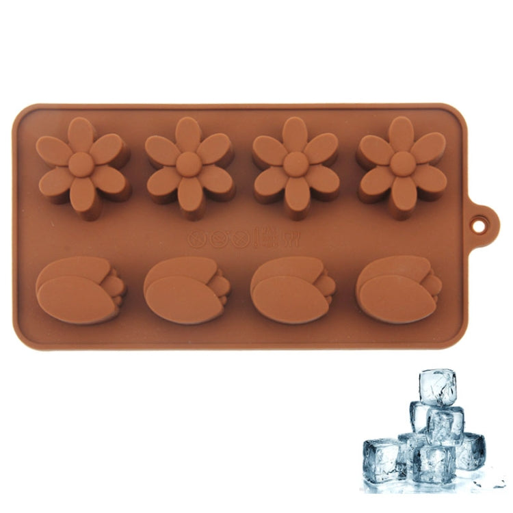 Lovely Flower Shape 8-Grid Ice Cube Tray(Brown)