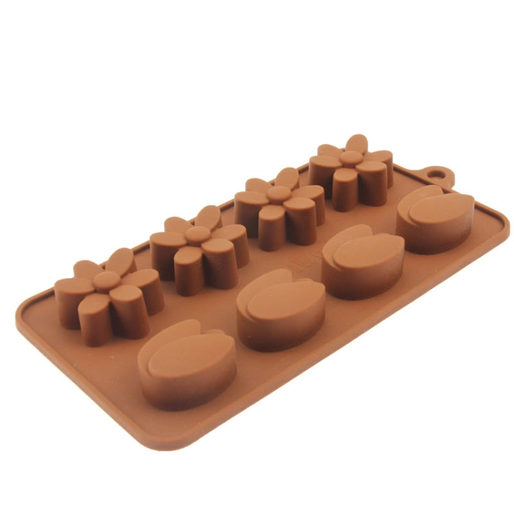 Lovely Flower Shape 8-Grid Ice Cube Tray(Brown)