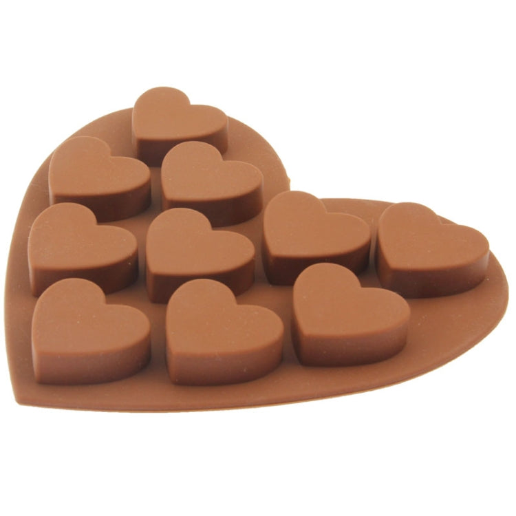 Lovely Heart Shape 10-Grid Ice Cube Tray(Brown)