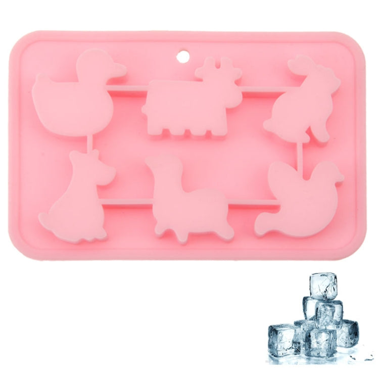 Lovely Animal Shape 6-Grid Ice Cube Tray(Pink)