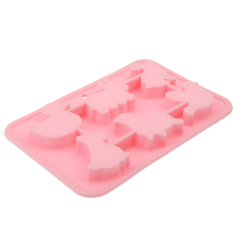 Lovely Animal Shape 6-Grid Ice Cube Tray(Pink)
