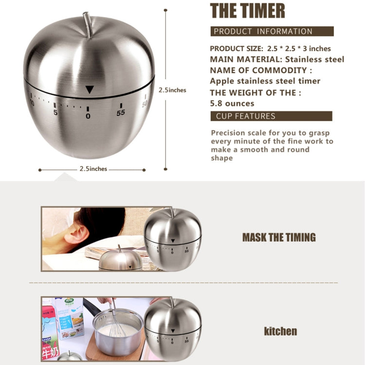 Fashion Apple Shape Stainless Steel Convenient Timer(Grey)