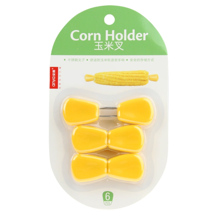 Niblet Corn Holder with Stainless Steel Prong, Pack of 6(Yellow)