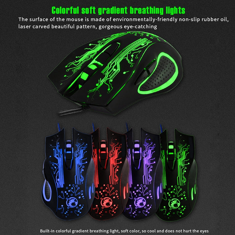 Estone X9 USB 6 Buttons 2400 DPI Wired Multi Color LED Optical Gaming Mouse for Computer PC Laptop(Black)