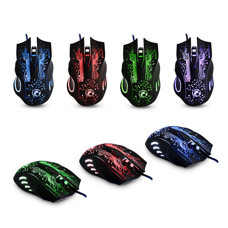Estone X9 USB 6 Buttons 2400 DPI Wired Multi Color LED Optical Gaming Mouse for Computer PC Laptop(Black)