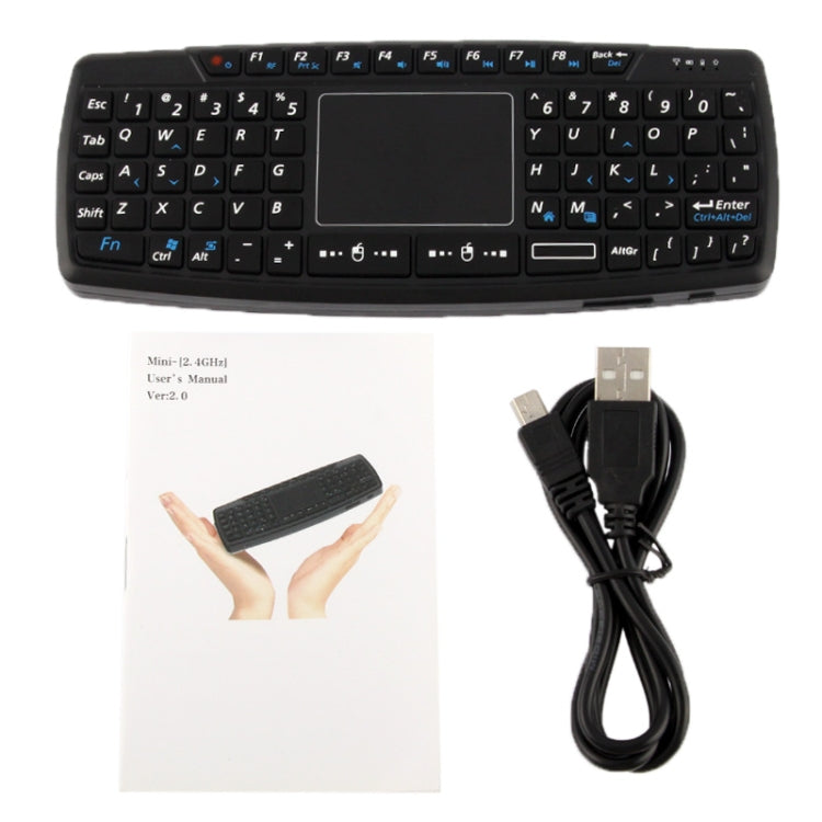 KB-168 2.4G Ultra Mini Air Mouse Wireless Keyboard with Touchpad(Black)